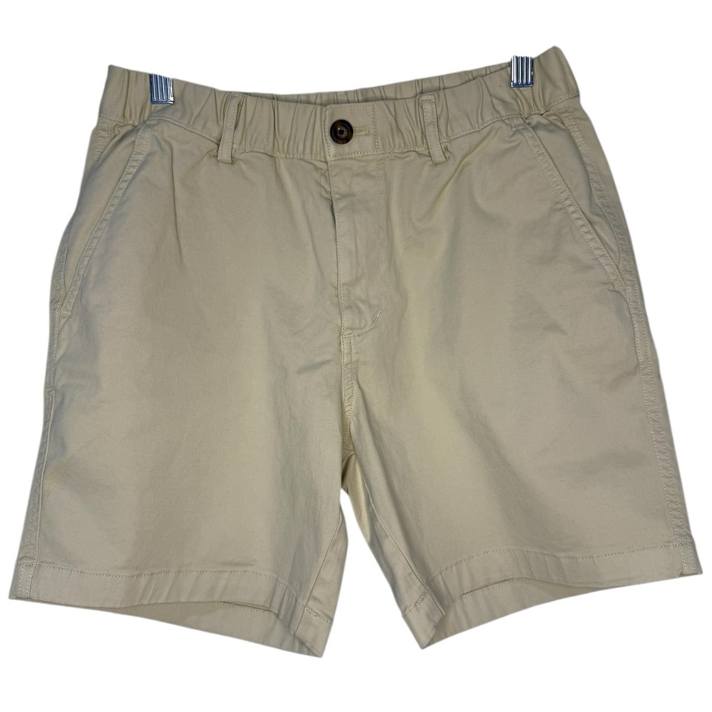 Tan Flat Front Casual Shorts with Elastic Waist